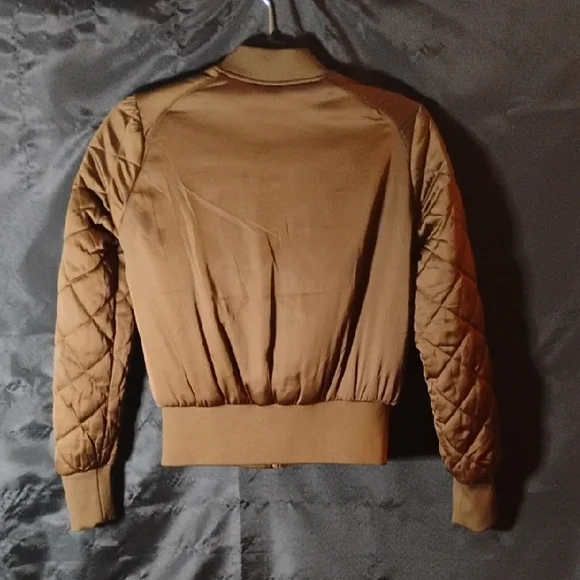 H&M Tan Bomber Jacket with Quilted Sleeves - Picture 6 of 9